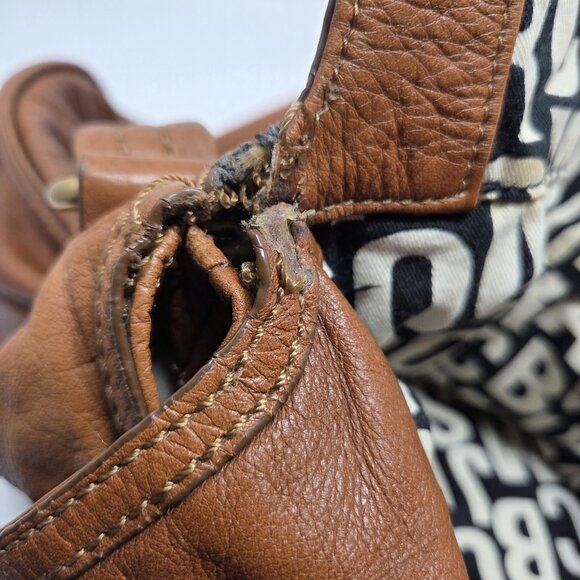 MARC BY MARC JACOBS Cognac Tan Cross Body Bag Leather Boho Slouchy Purse - Picture 4 of 14